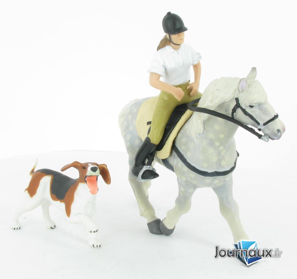 Coffret équitation : Cheval Andalou avec selle, cavalière et le chien de ferme