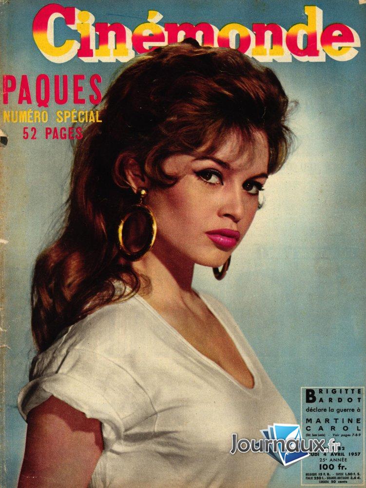 Ciné Monde du 04-04-1957 Brigitte Bardot 