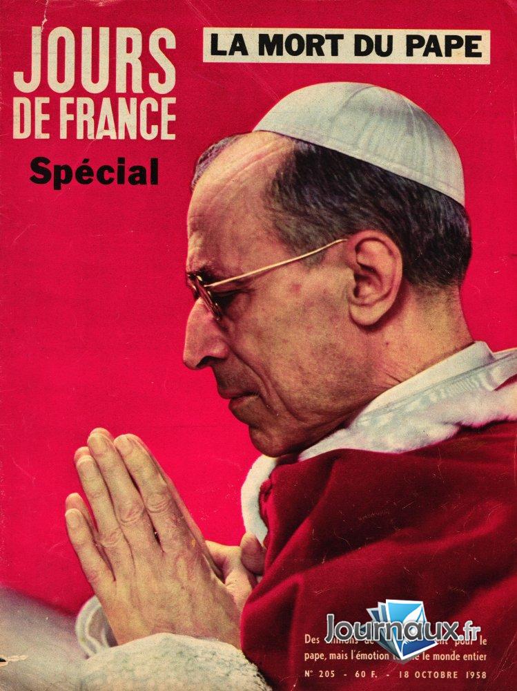 Jours de France du 18 Octobre 1958 - La mort du Pape  n° 205 2025-01-06