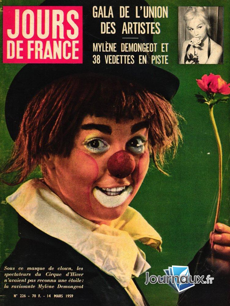 Jours de France du 14 Mars 1959 - Mylène Demongeot  n° 226 2025-01-04