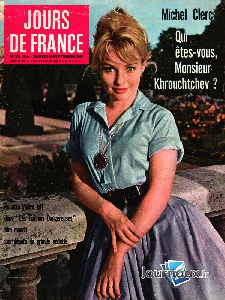 Jours de France du 19 Septembre 1959 - Annette Vadim n° 253 2025-01-06