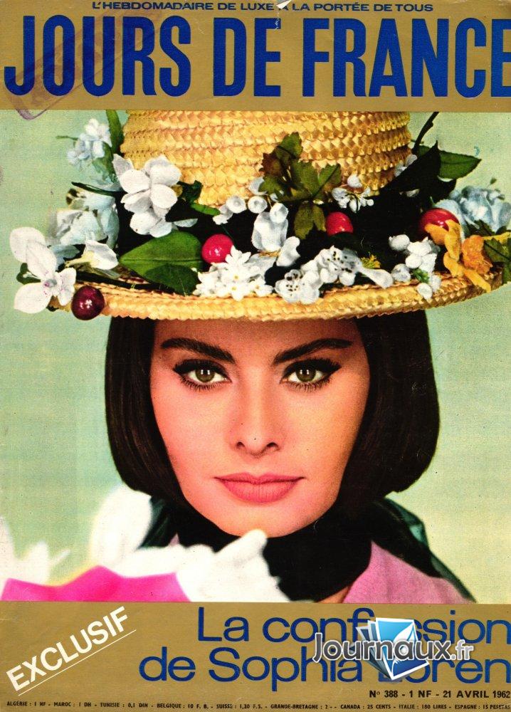 Jours de France du 21 Avril 1962  - La confession de Sophia Loren  n° 388 2025-02-24
