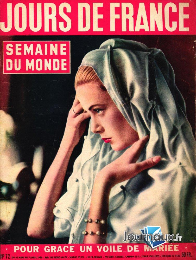 Jours de France du 31 Mars au 7 Avril 1956 - Pour Grace un voile de mariée  n° 72 2025-02-12