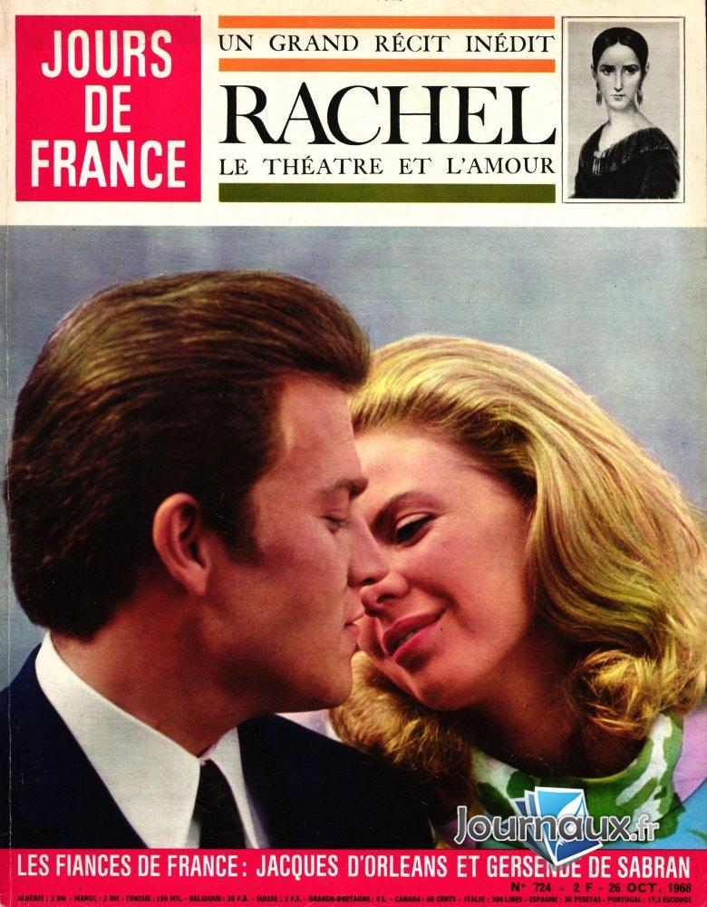 Jours de France du 26 Octobre 1968 - Les fiancés de France : Jacques d'Orleans et Gersende de Sabran n° 724 2024-11-29