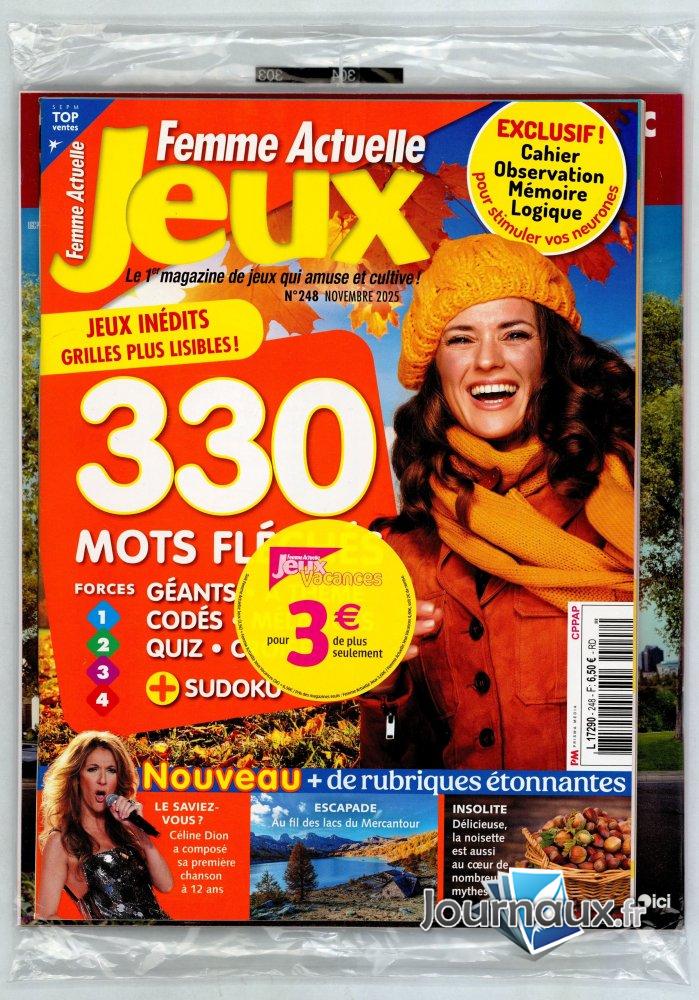 Femme Actuelle Jeux + Femme Actuelle Vacances  n° 248 2025-10-10