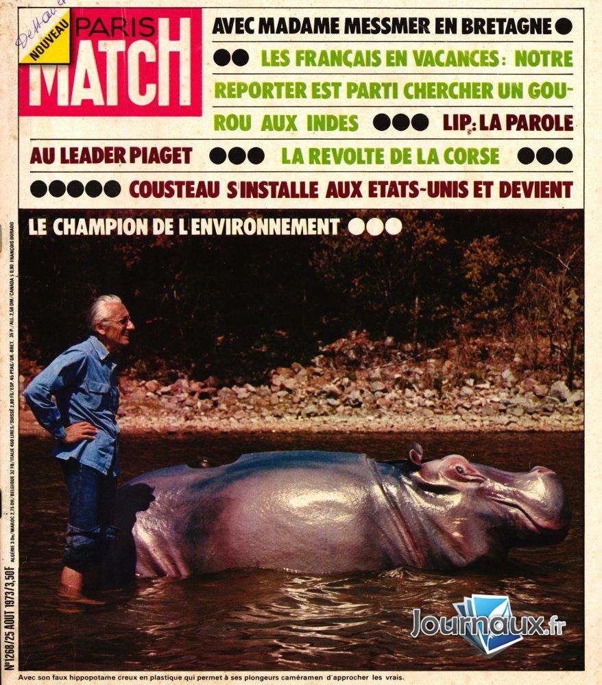Paris Match du 25 Aout 1973 - Cousteau  n° 1268 2023-09-15