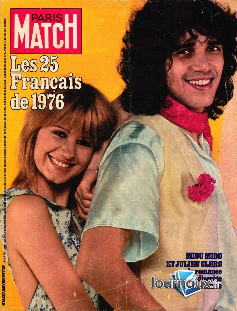 Paris Match du 07 Janvier 1977 - Miou-Miou Julien Clerc n° 1441 2023-09-08