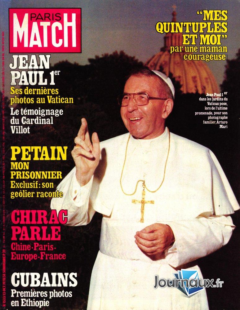 Paris Match du 13 Octobre 1978 Jean Paul Ier n° 1533 2023-09-08