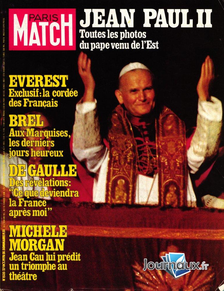 Paris Match du 27 Octobre 1978 - Jean-Paul II n° 1535 2023-09-08