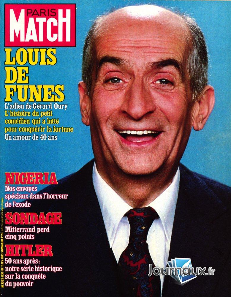 Paris Match du 11 Février 1983 Louis de Funès n° 1759 2022-07-29