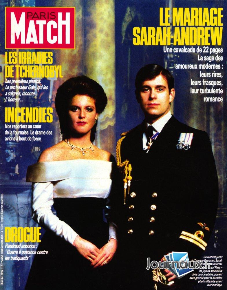 Paris Match du  1 Aout 1986 Mariage Andrew et Sarah n° 1940 2022-08-20