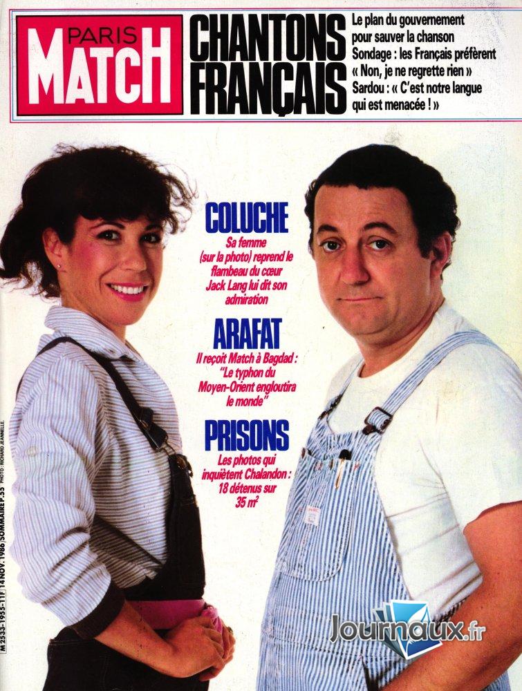 Paris Match du 14 Novembre 1986 Coluche n° 1955 2022-05-09