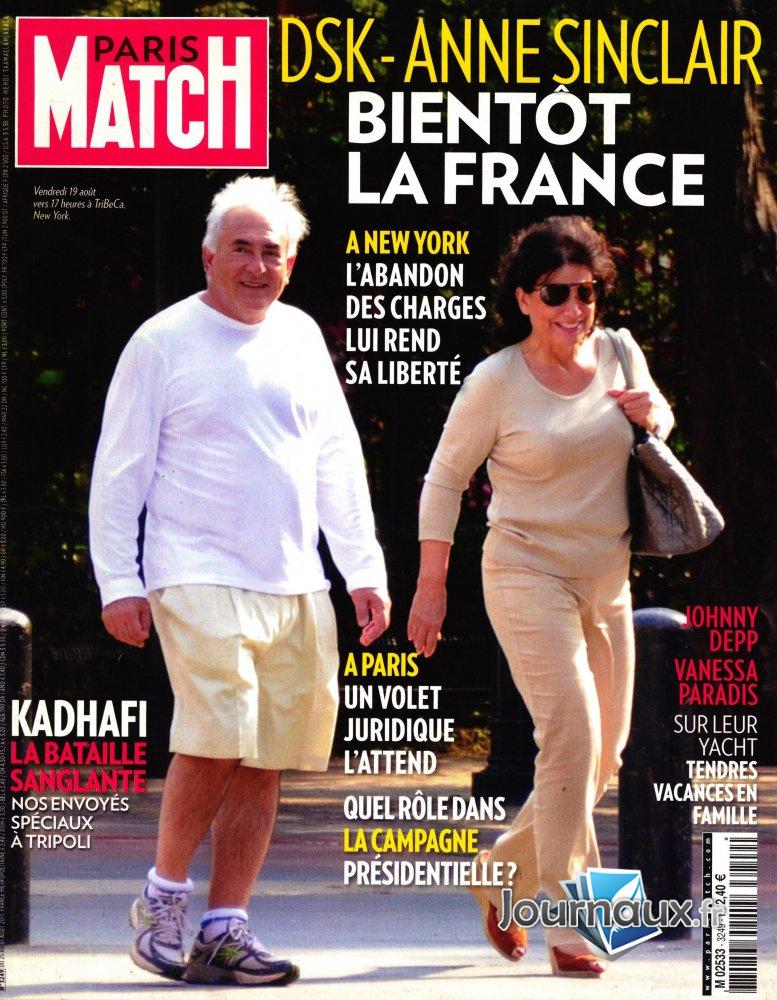 Paris Match du 25 au 31 Août 2011 - DSK et Anne Sinclair bientôt la France  n° 3249 2024-08-30