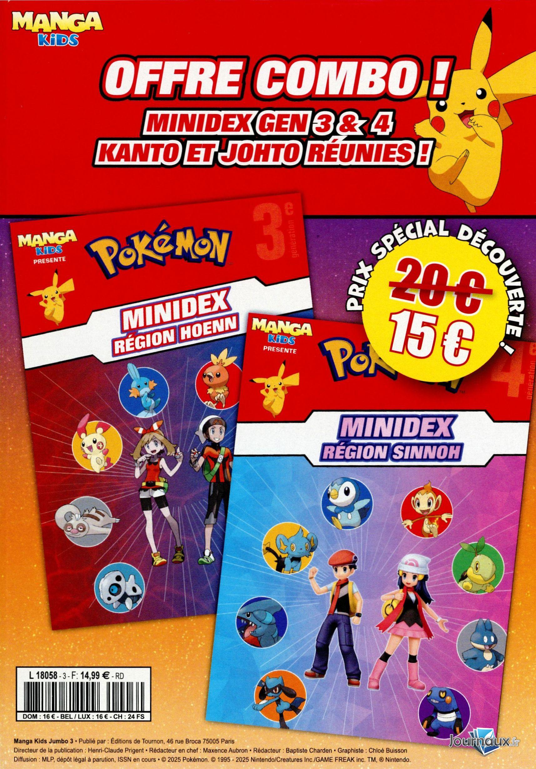 Manga Kids - Pokemon Minidex Région Hoenn +Sinnoh n° 1 2026-07-03
