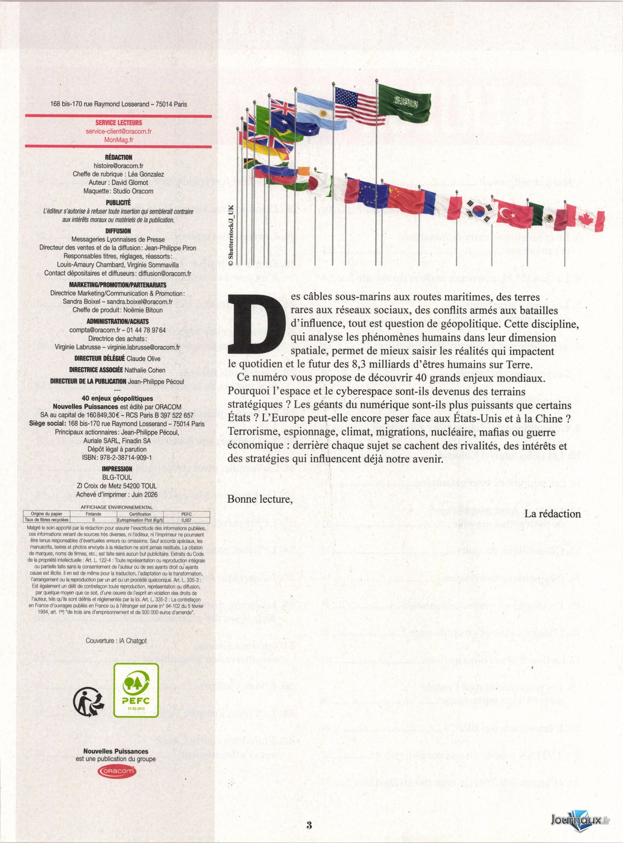 40 enjeux géopolitiques n° 1 2026-07-10