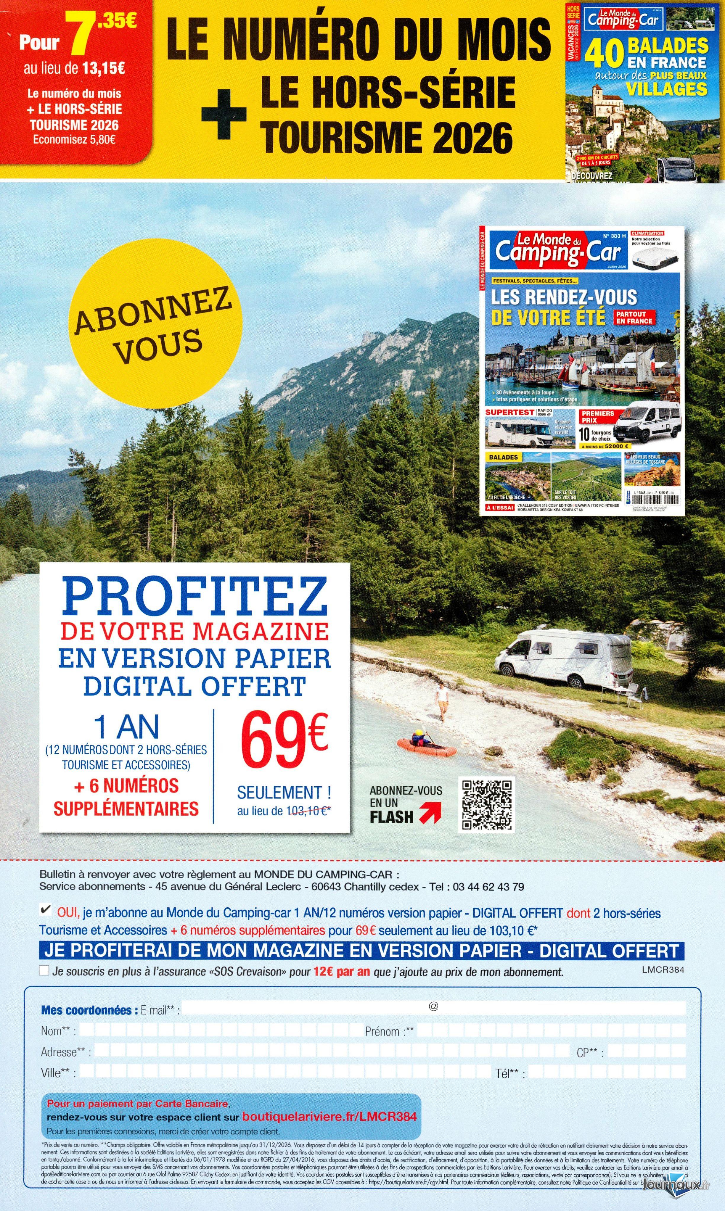 Le Monde Du Camping-Car + Hors-Série n° 384 2026-07-15