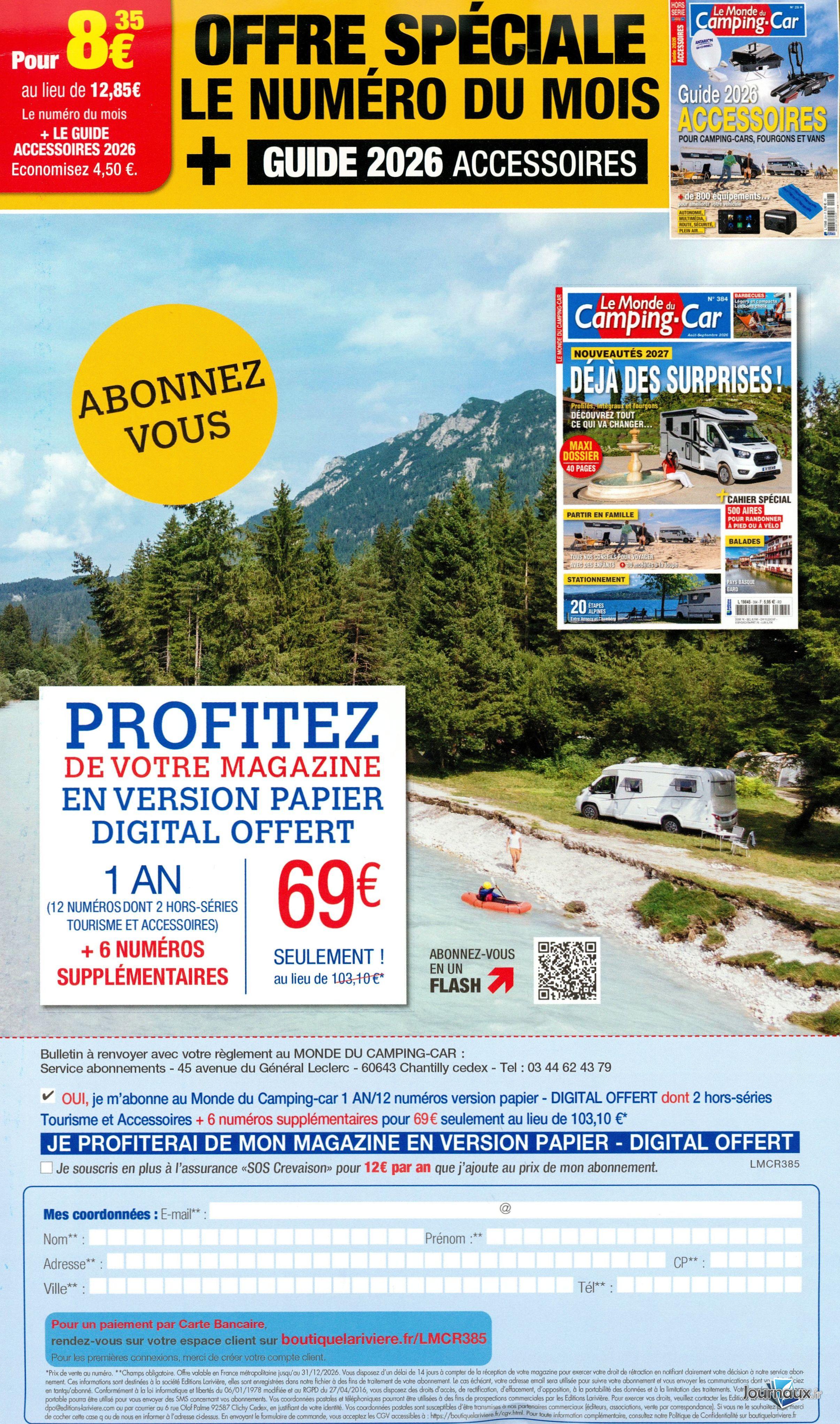 Le Monde Du Camping-Car + Hors-Série n° 385 2026-09-23