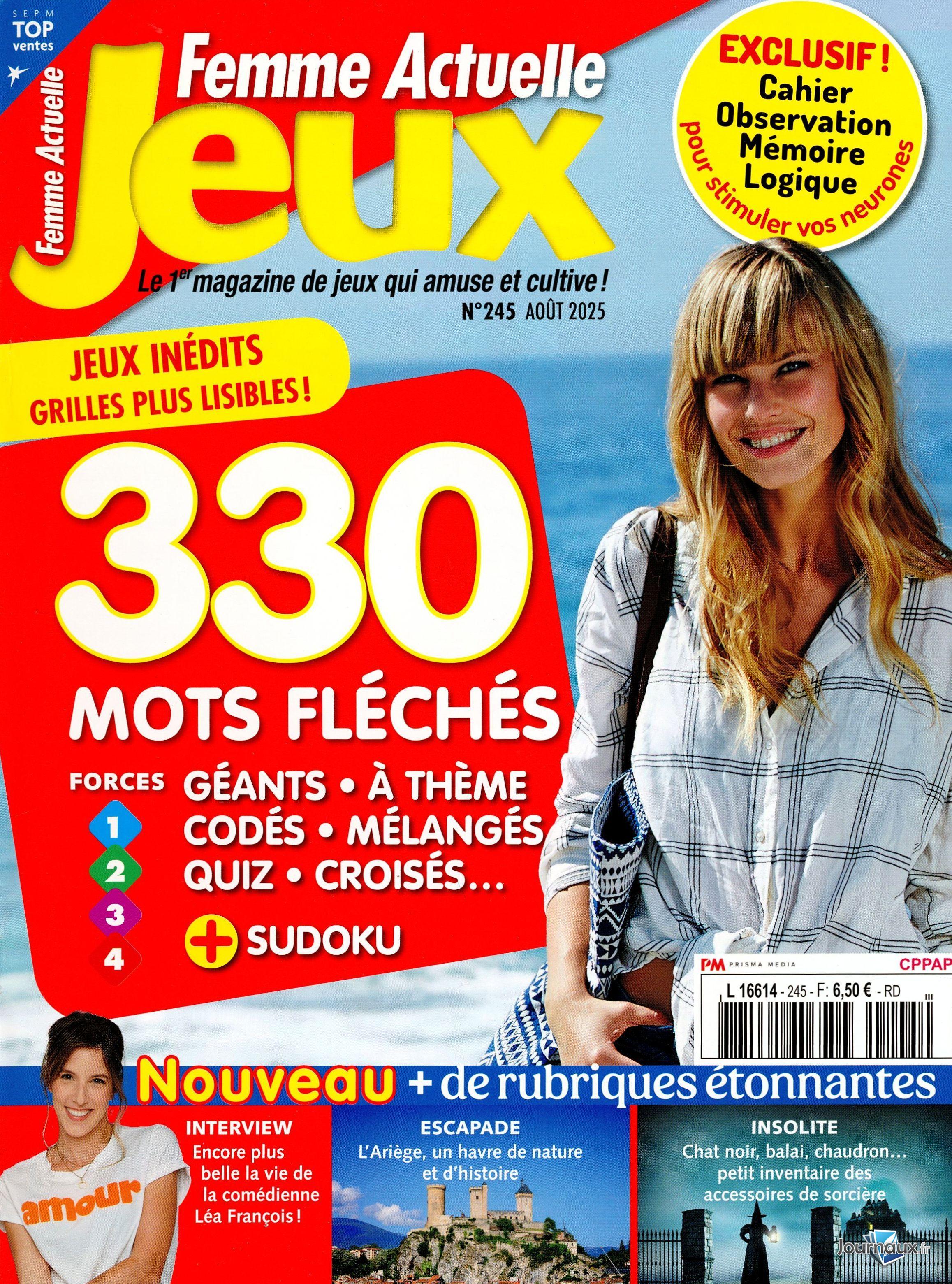 Femme Actuelle Jeux + Femme Actuelle Jeux Animaux n° 245 2025-07-04
