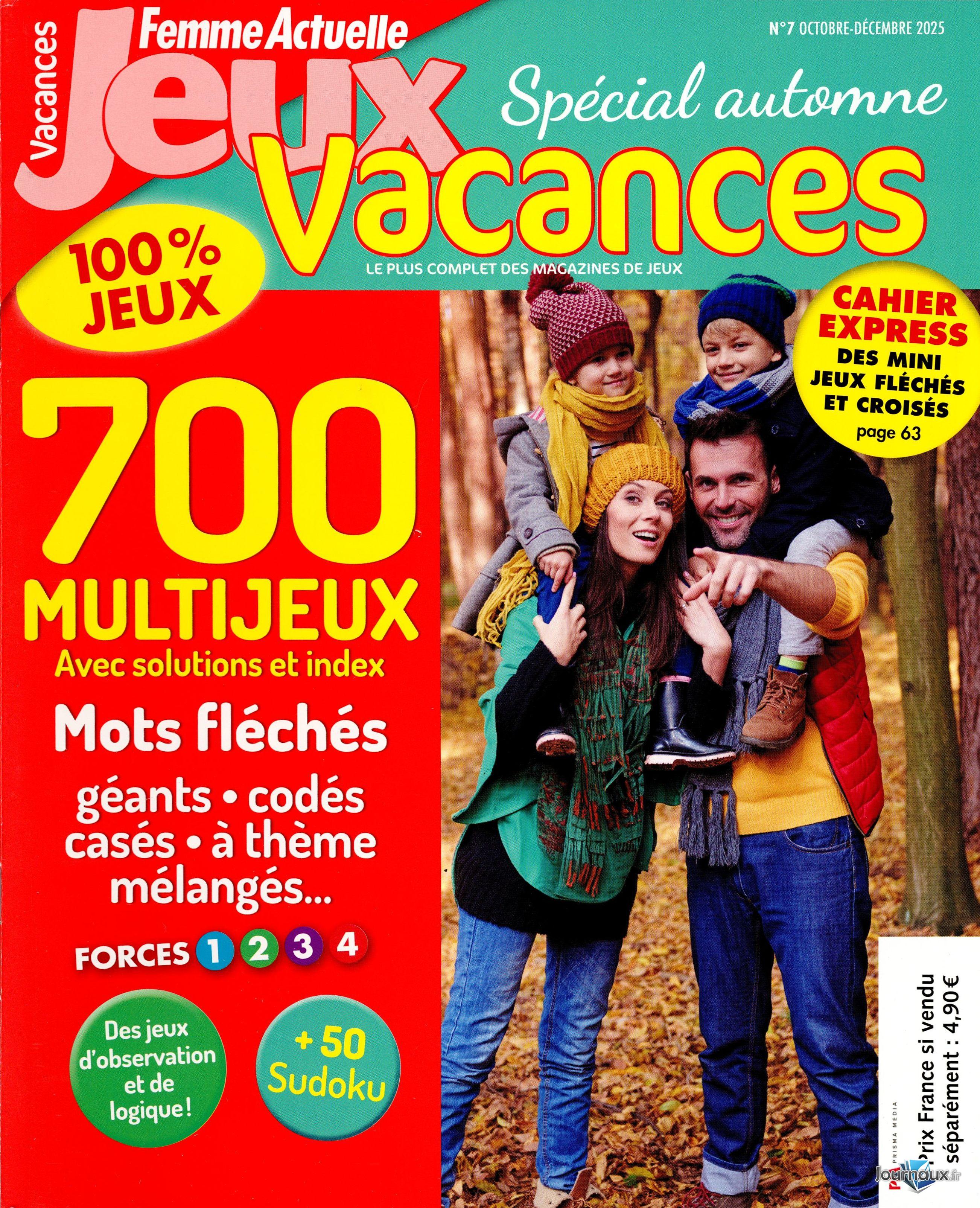 Femme Actuelle Jeux + Femme Actuelle Vacances  n° 248 2025-10-10