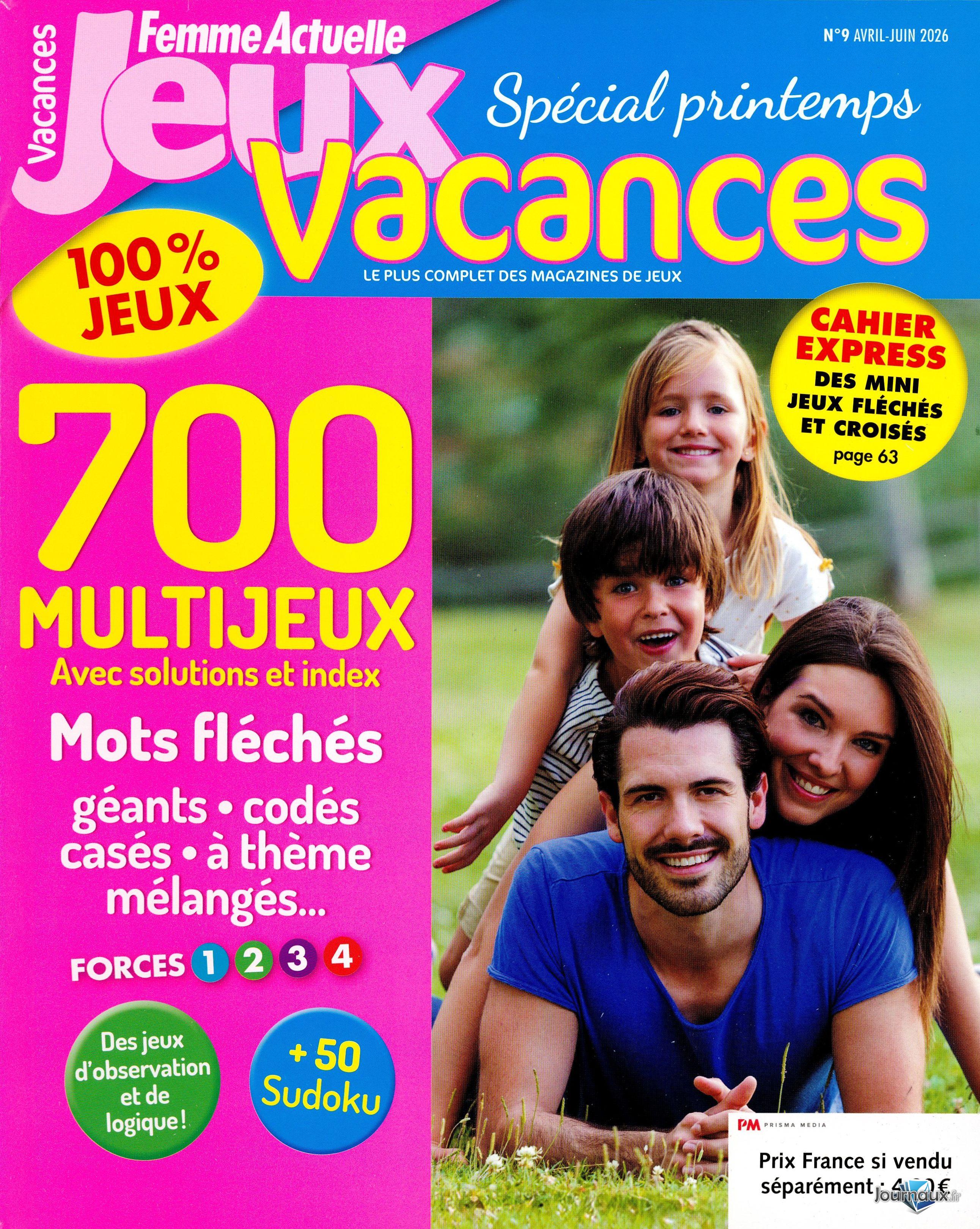 Femme Actuelle Jeux + Femme Actuelle Vacances  n° 254 2026-04-01