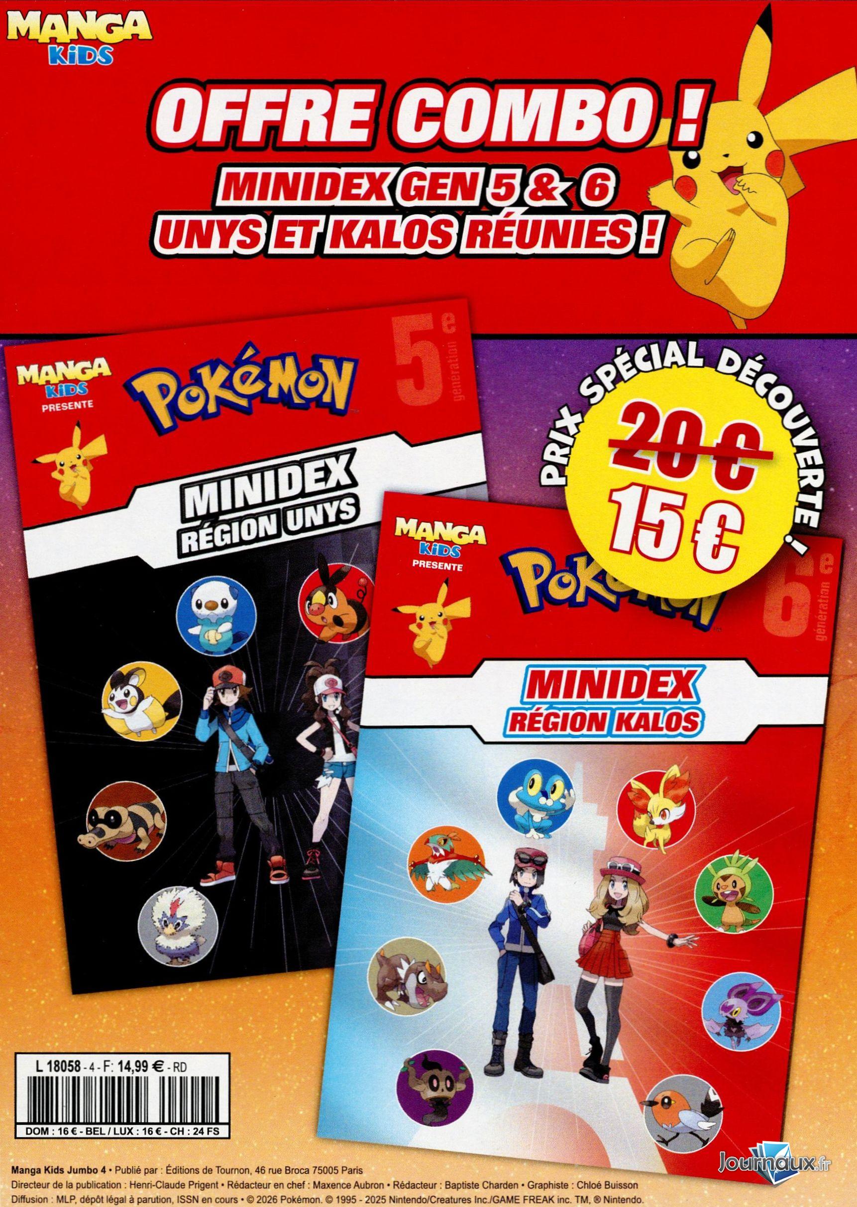 Manga Kids Minidex Région Unys et Kalos n° 4 2026-09-11