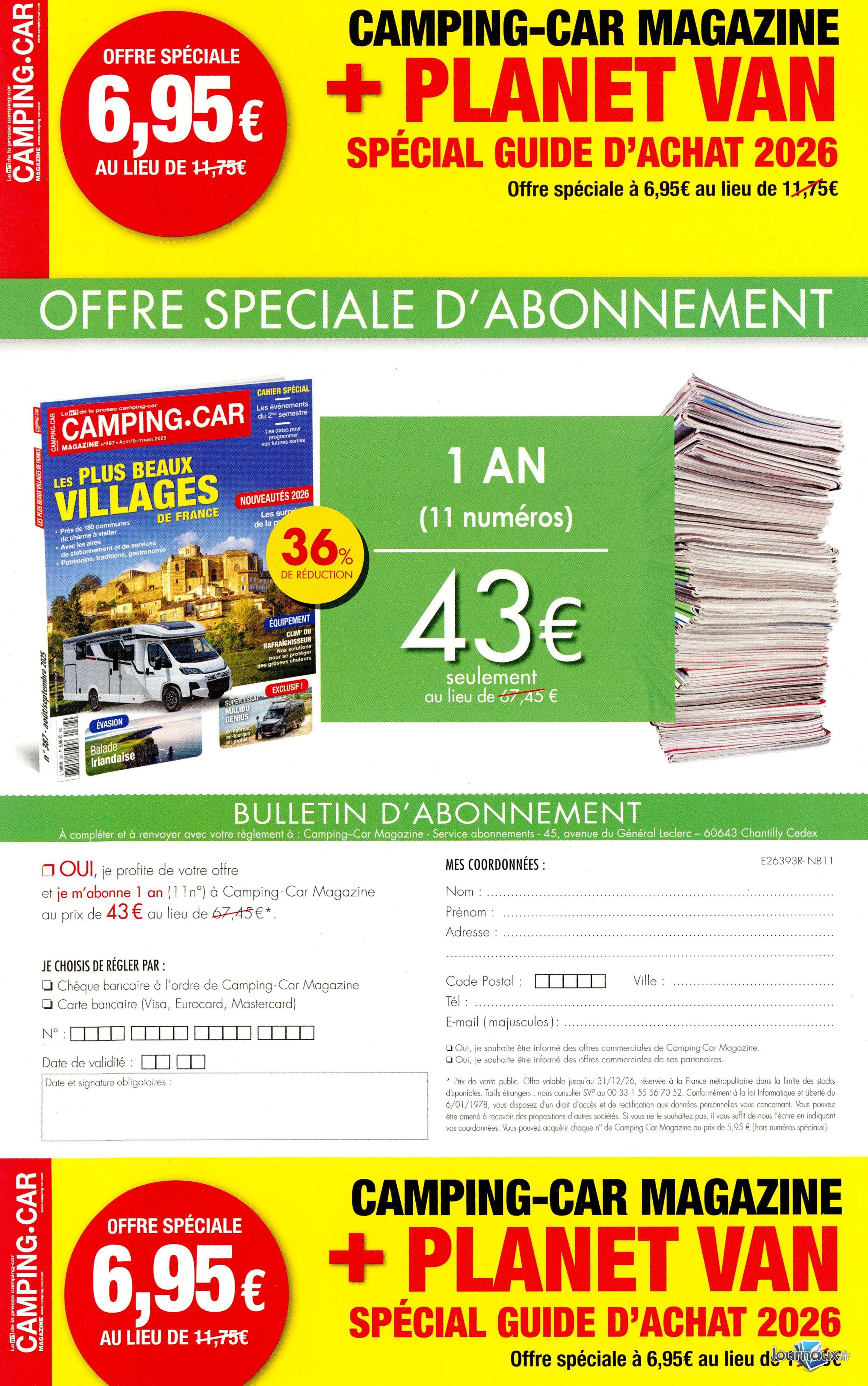 Camping-Car Magazine + Hors-Série accessoires  n° 393 2026-02-03