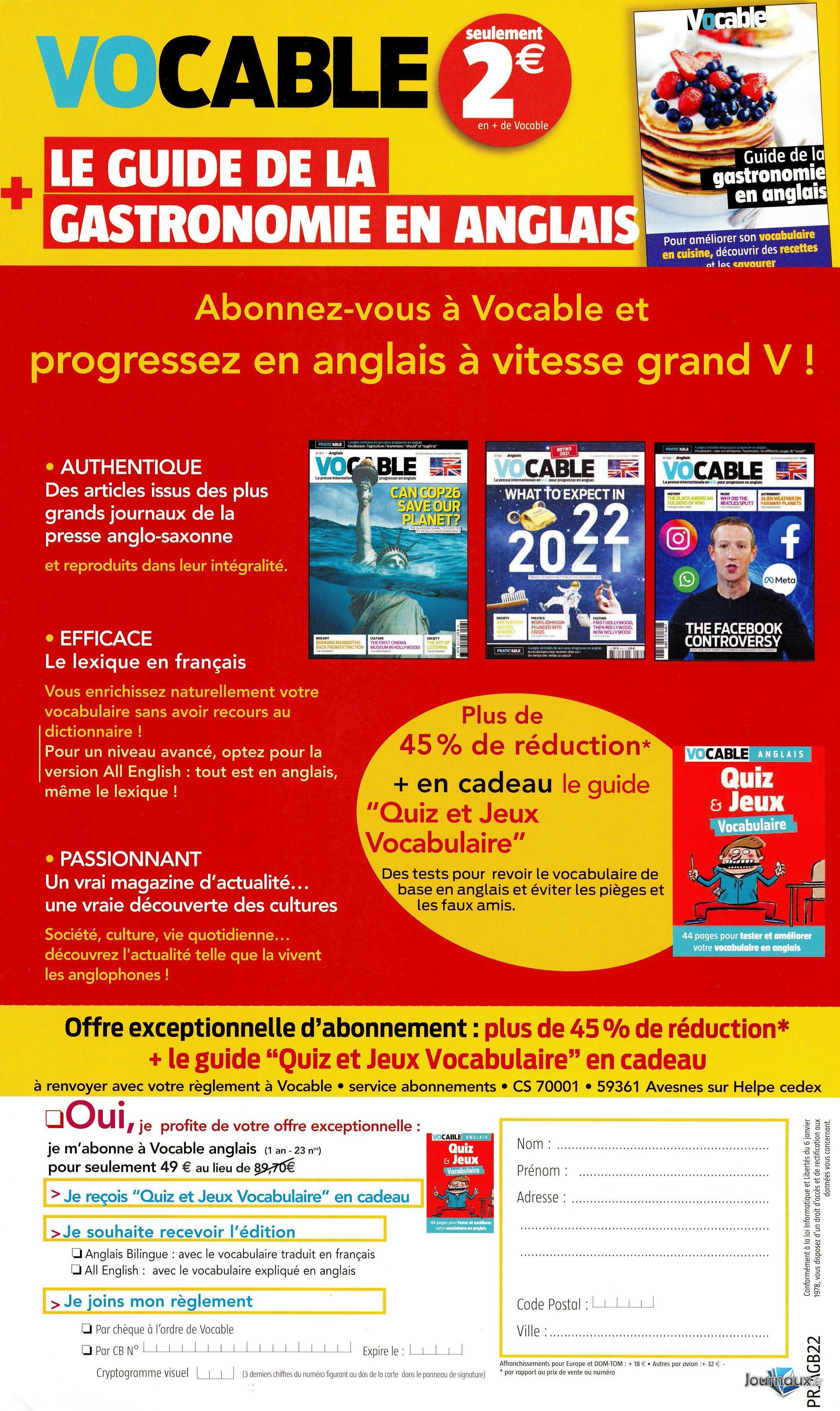 Vocable All English  n° 534 2022-01-22