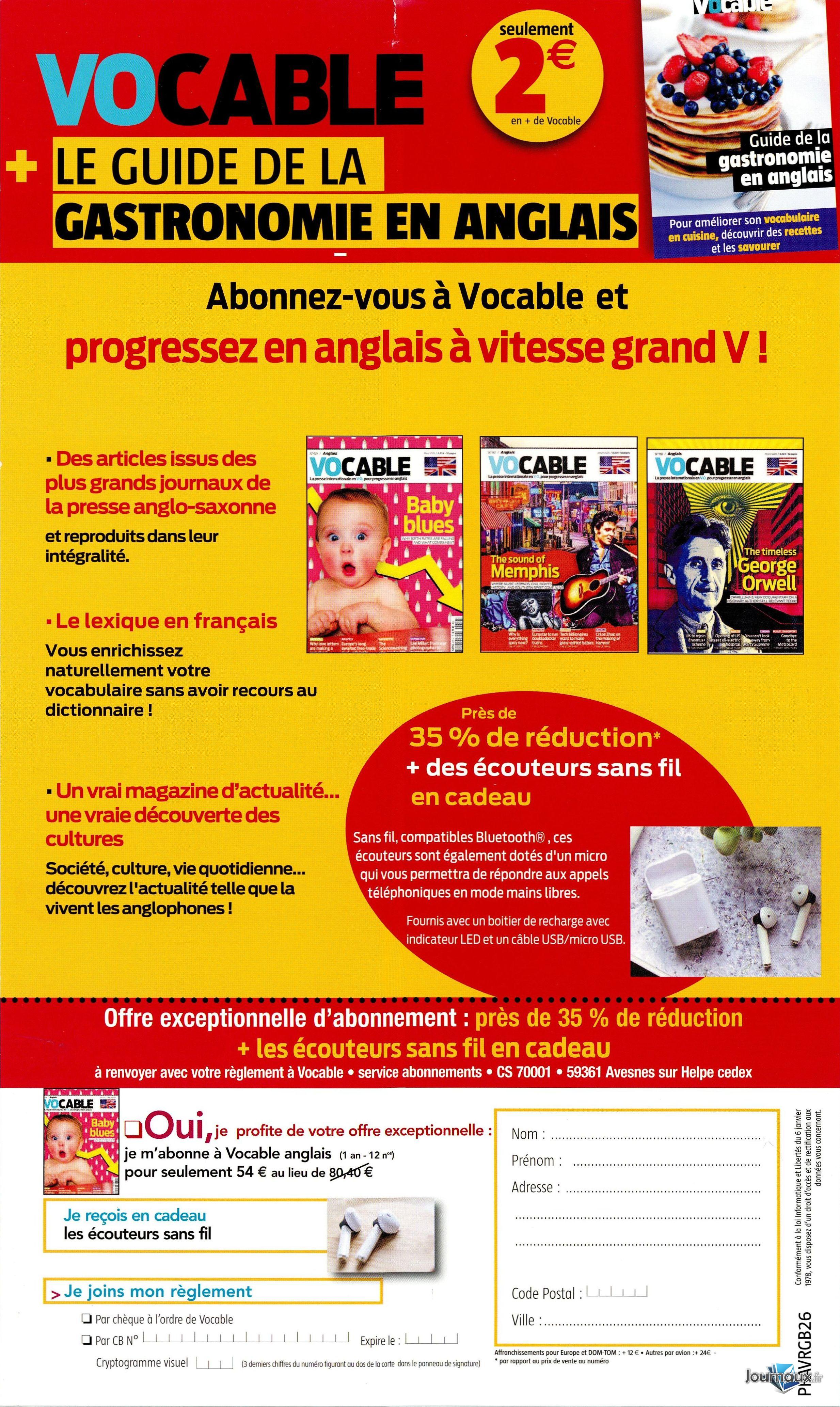 Vocable Anglais  n° 920 2026-04-03