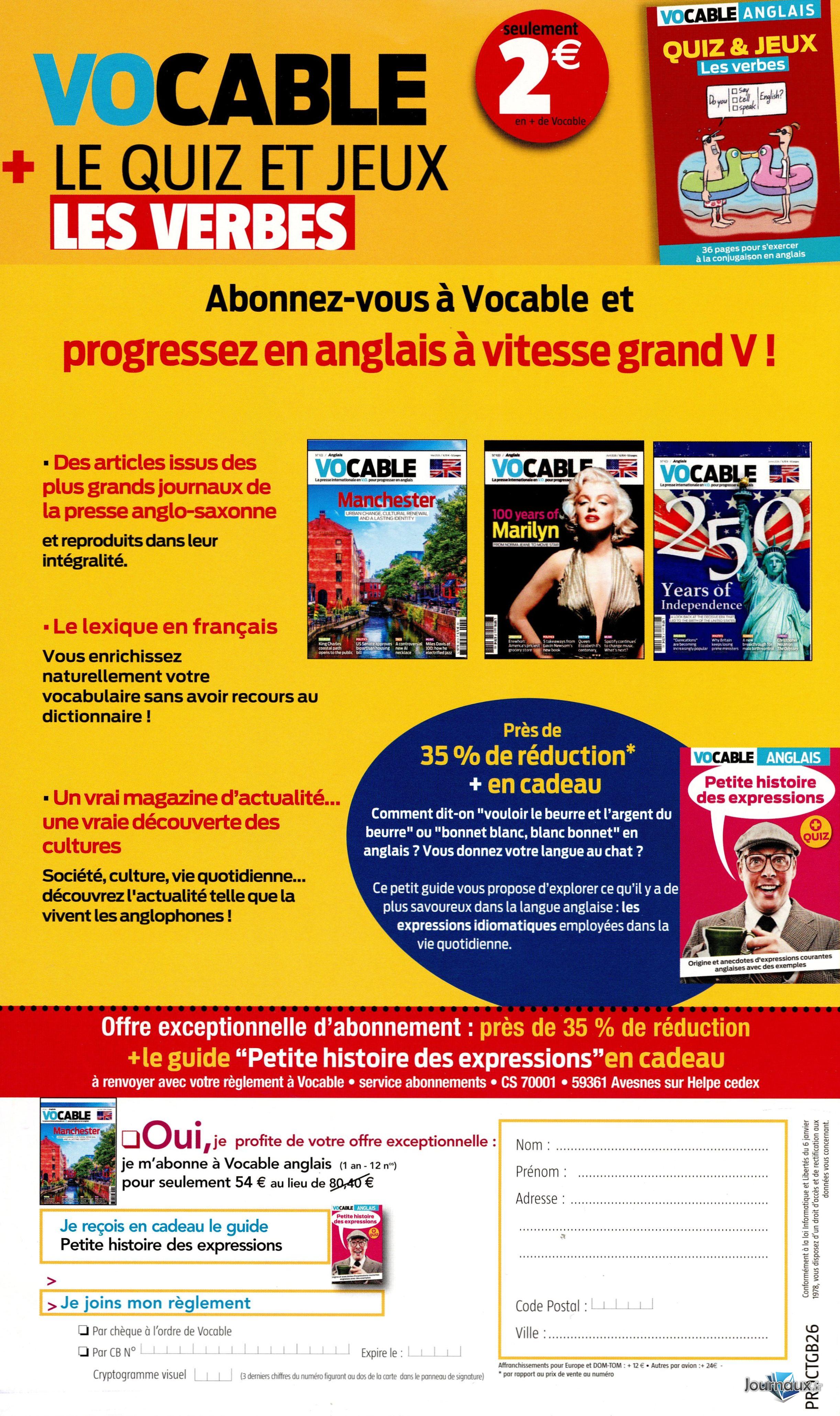 Vocable Anglais  n° 926 2026-10-08