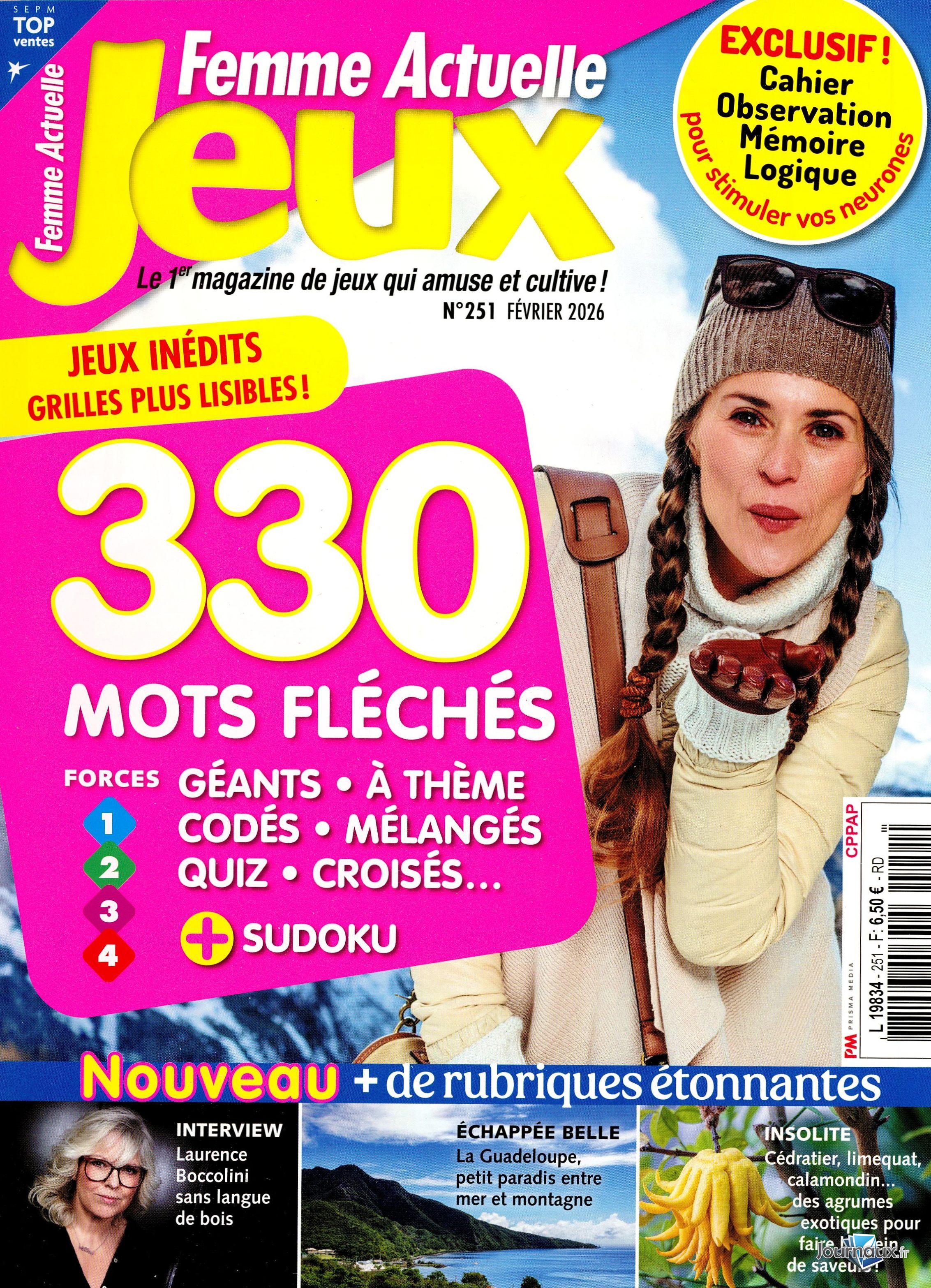 Femme Actuelle Jeux + Femme Actuelle jeux Fléchés Extra Lisible  n° 251 2026-01-09
