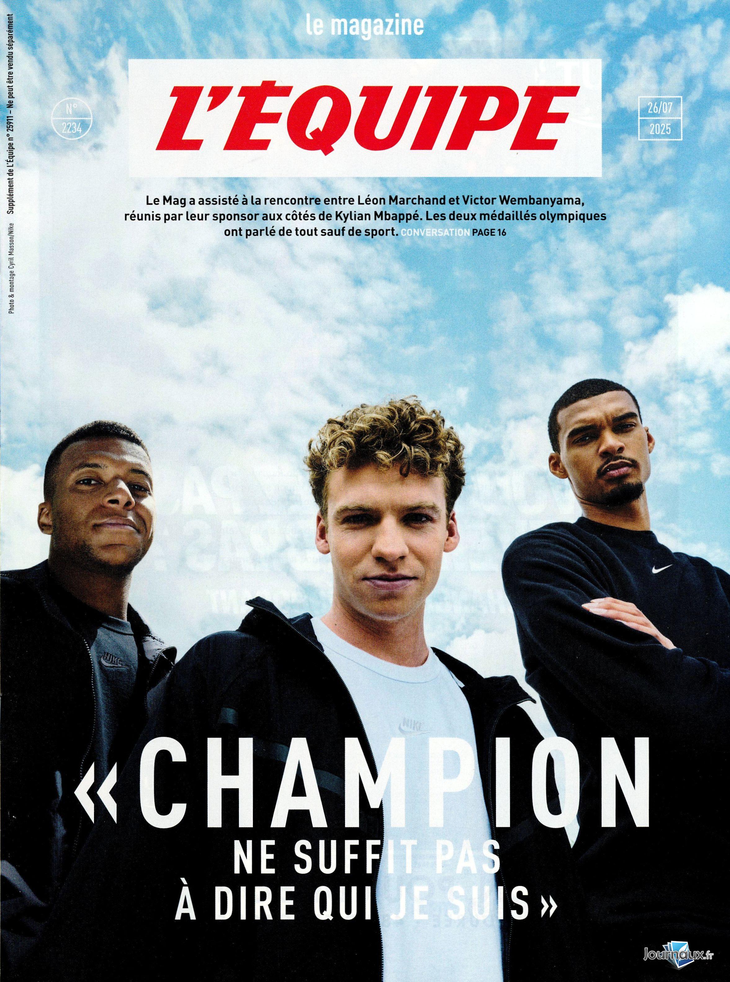 L'Equipe Samedi + Supplément Equipe Magazine n° 726 2025-07-26
