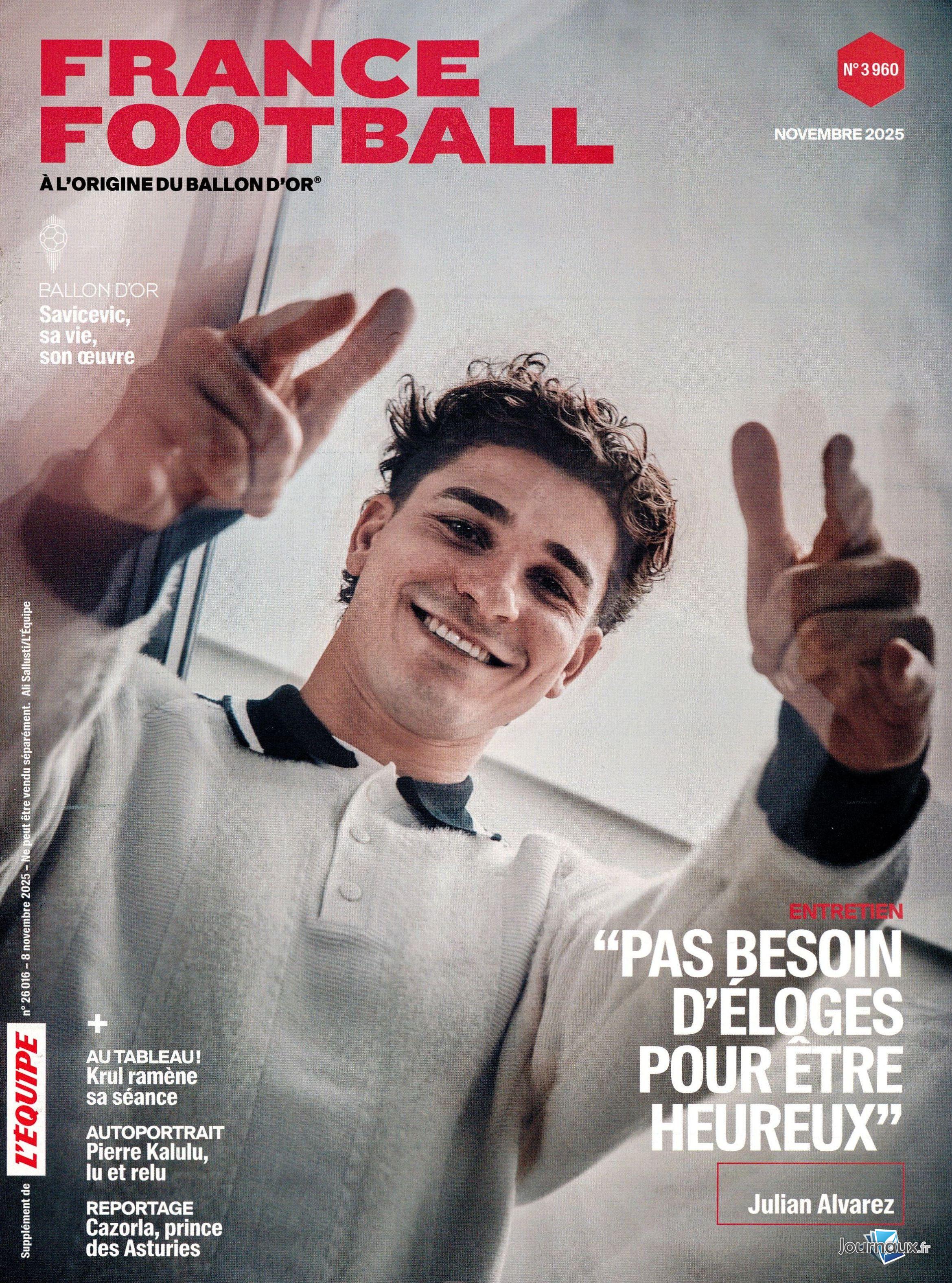 L'Equipe Samedi + Supplément Equipe Magazine + France Football n° 1108 2025-11-08