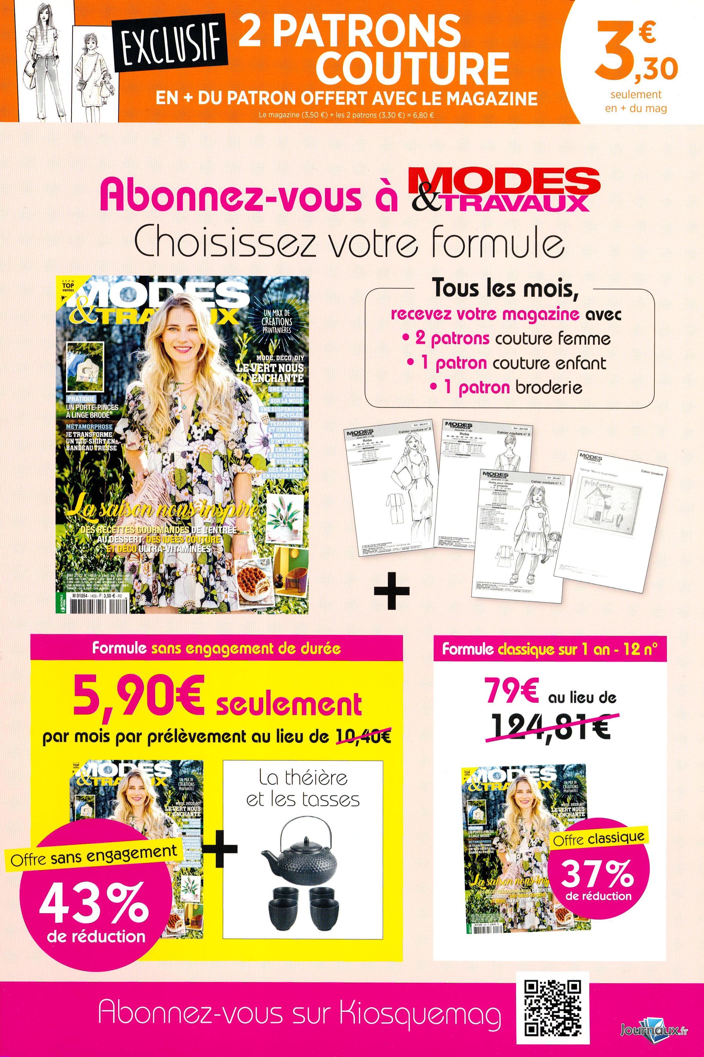 Modes & Travaux + 2 Patrons Couture n° 1459 2022-05-03