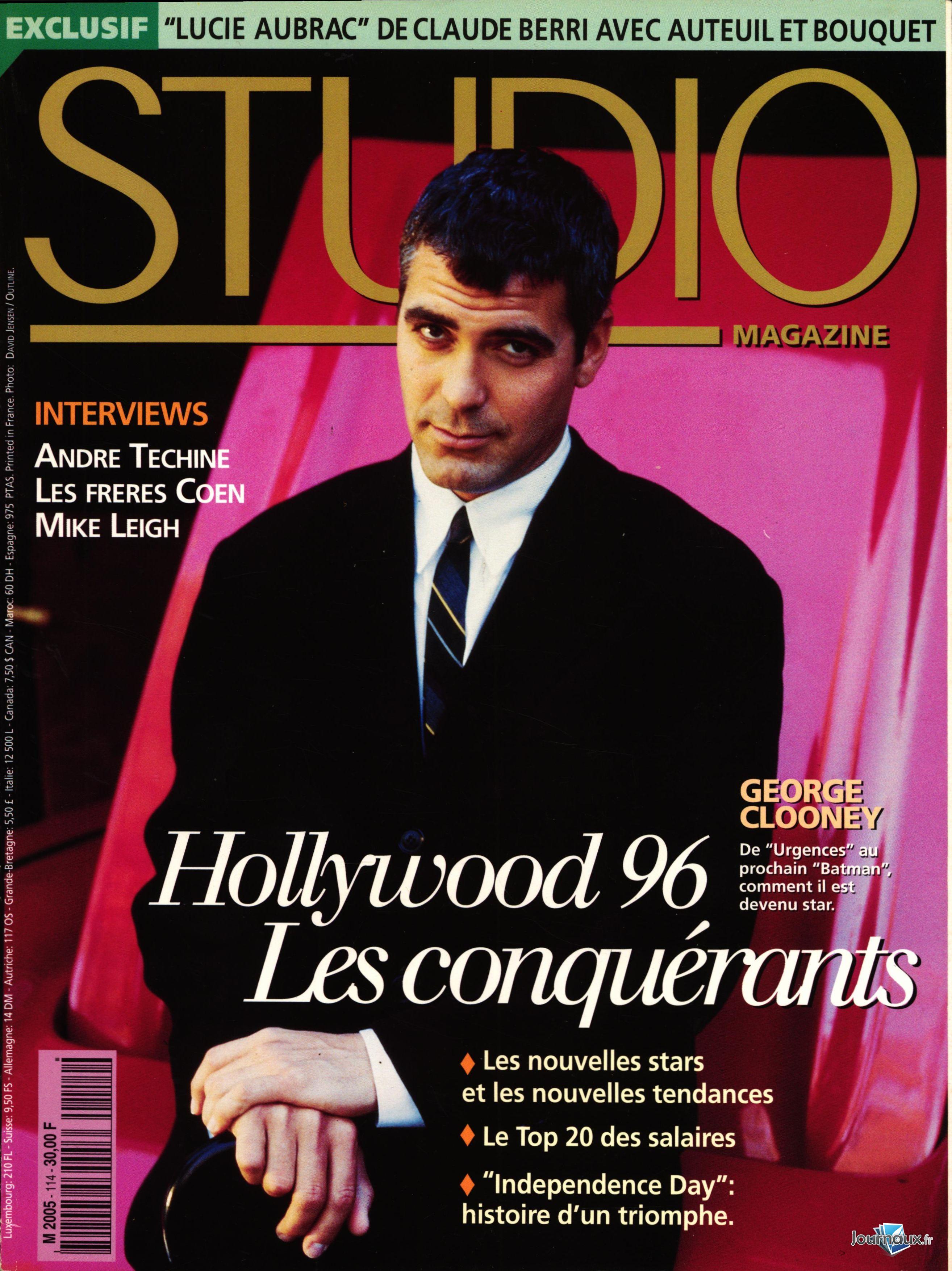 Studio Magazine George Cloney Septembre 1996 n° 114 2022-11-30